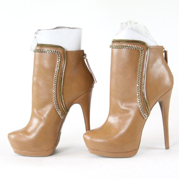 bebe Tan Platform Ankle Booties with Stiletto Heel - Picture 3 of 6